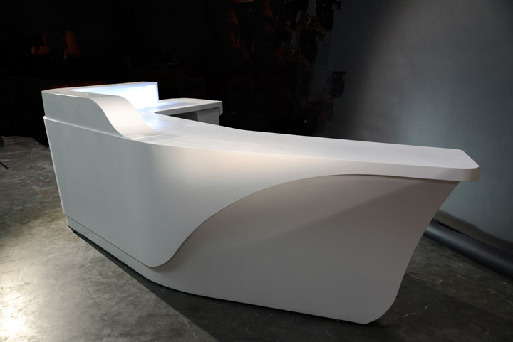 Custom solid surface reception desk