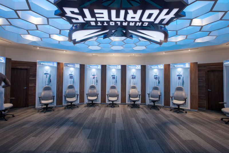 Solid surface lockers for the Charlotte Hornets