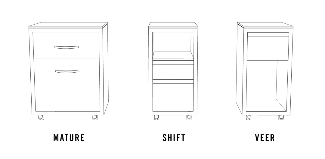 Statement of line for Shield Casework’s acrylic solid surface bedside cabinets includes the mature, shift, and veer models