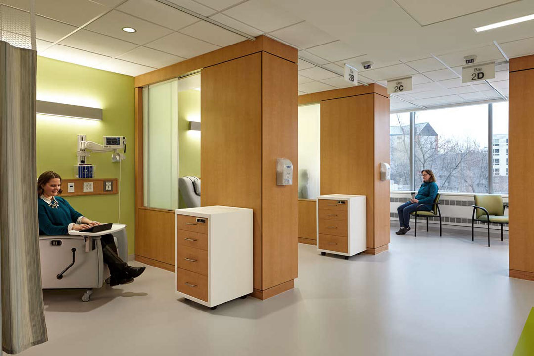 Shield Casework hybrid acrylic solid surface mobile carts for Healthcare in Infusion therapy space