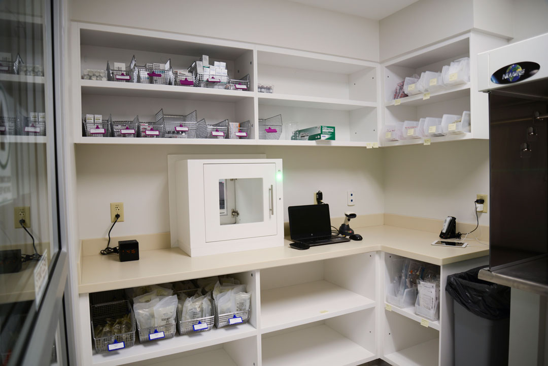 Shield-Casework-Healthcare-Wall-Countertop-Acrylic-Solid-Surface-Pass-through-Cabinet-in-Oncology-Pharmacy